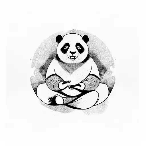 A Panda Meditating In A Field Of Deep Thoughts