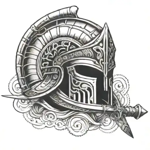 Sparta Helmet And A Sword