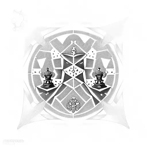 Chess Pieces Arranged In A Futuristic Pattern