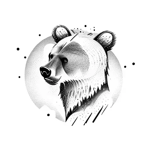 Bear In Mountains With A Forest Realistic