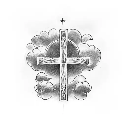Three Crosses With Clouds And A Bible Verse