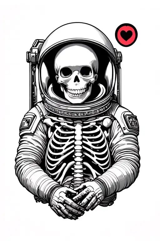 Spacesuit With Skeleton Inside Representing The Client's Love