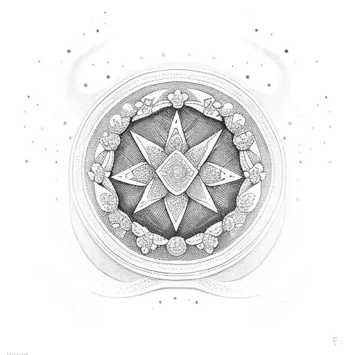 A Nort Star With Flowers