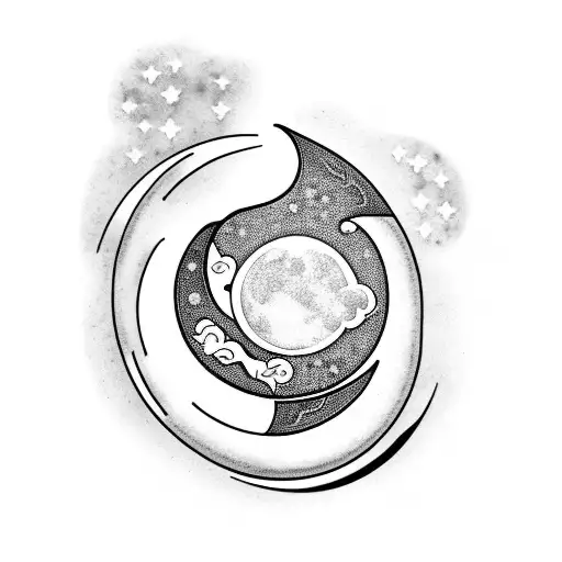 Crescent Moon With Violets