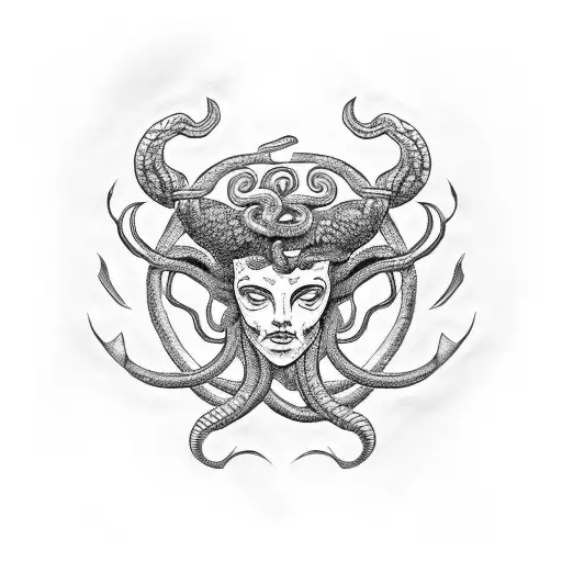 Medusa With Scorpio Zodiac Sign