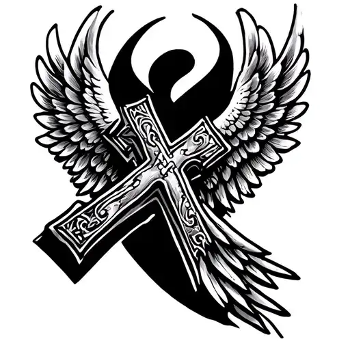 Cross With Angle Wings In Memory Of Dad