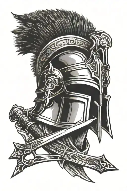 Sparta Helmet And A Sword