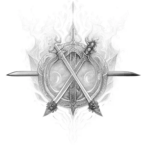 A Mystical Sword Emerging From A Swirling Fog