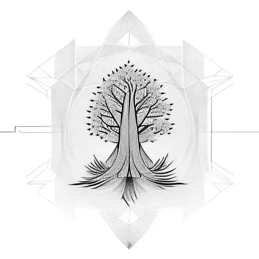 Geometric Tree Of Life Intertwined With A Highway