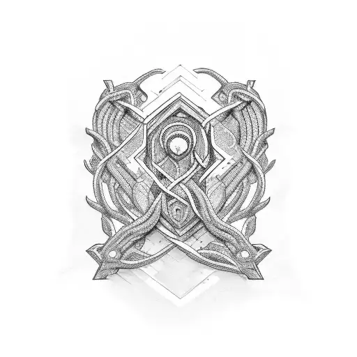 A Sleek And Powerful Car Engine Intertwined With Intricate Stone Patterns