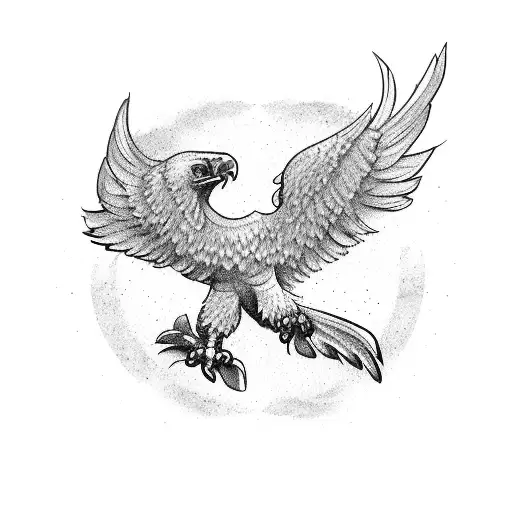 A Sketch-style Eagle With Its Wings Spread Wide
