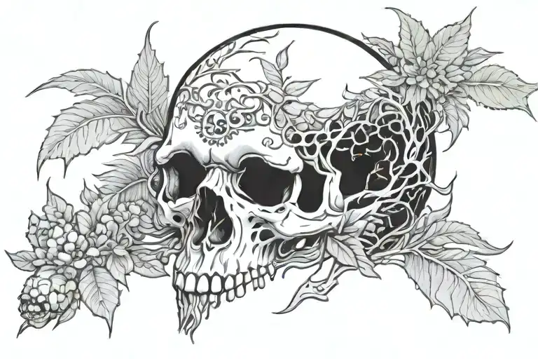 Vegetation And Skull And Dragon