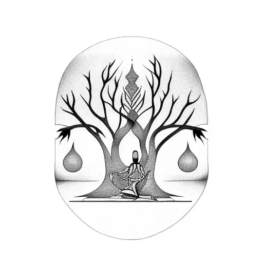 Figure Meditating Under A Tree