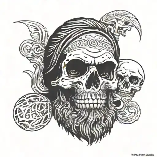 Bearded Skull Surrounded