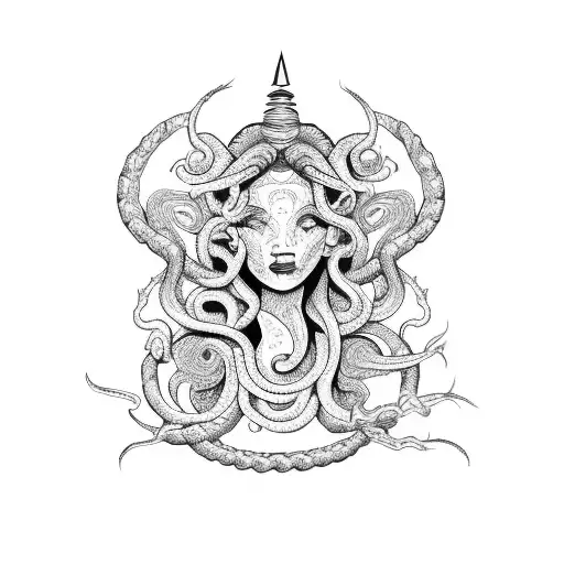 Pretty Medusa With Scorpio Zodiac Sign