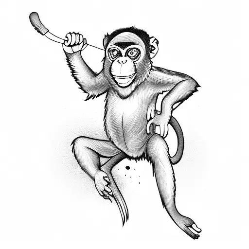 Monkey In Blackwork
