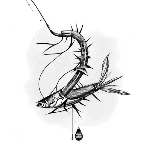 Baitcasting Fishing Rod Entwined With A Cactus