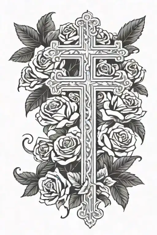 Christian Cross With Roses