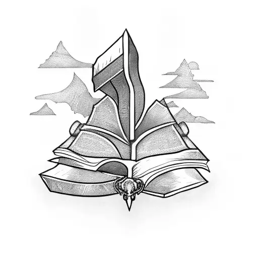 A Sword Wrapped In A Book Page Scroll