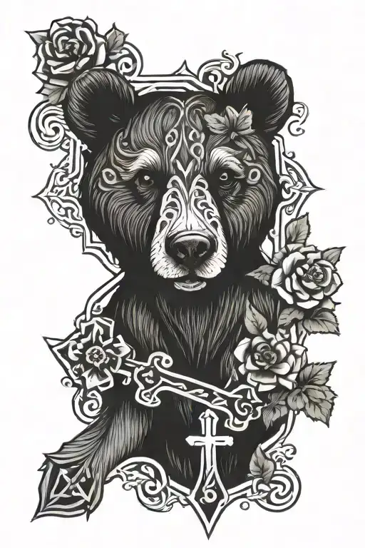 Irish Cross Bear Tattoo Design Inspired Tattoo Featuring
