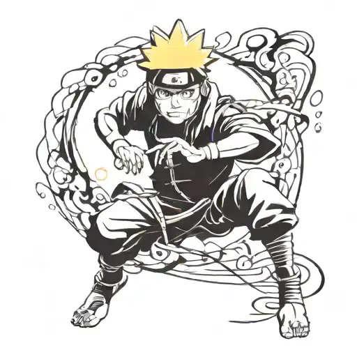 A Minimalist Silhouette Of Naruto In A Dynamic Pose