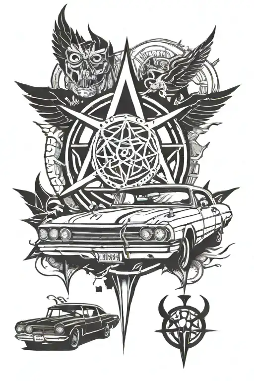 Supernatural Tv Show Car And Symbol