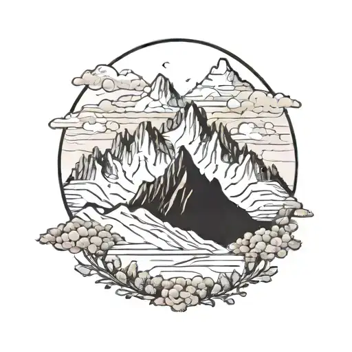 A Majestic Mountain Range With A Hidden Gold Mine Peeking Out From Behind The Peaks