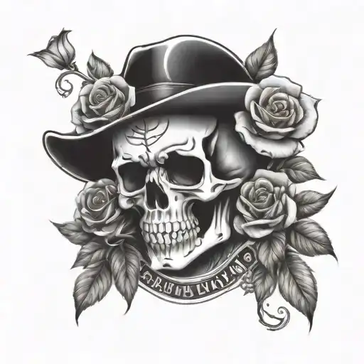 Skull Roses And Harley Davidson