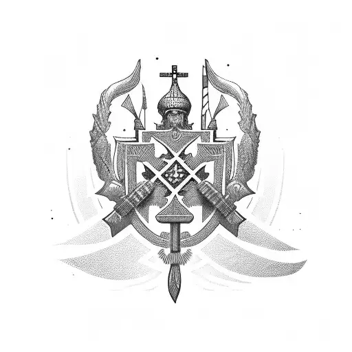 Croatian Warrior With Crest And Zagreb Cathedral