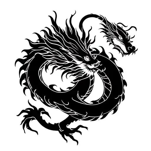 Japanese Dragon Entwined With