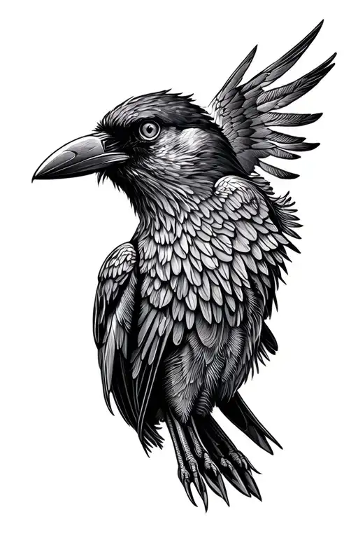 Crow With Open Wings Eyes