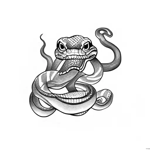 Snake With Eyes And Mouth Sewn Shut