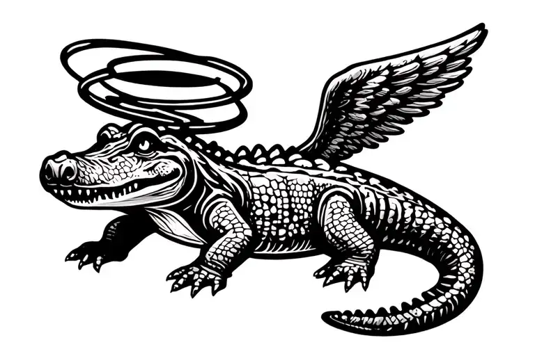 Alligator With Halo And Angel Wings Cartoon Cute