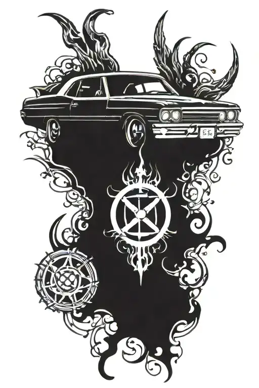 Supernatural Tv Show Car And Anti Possesion Symbol