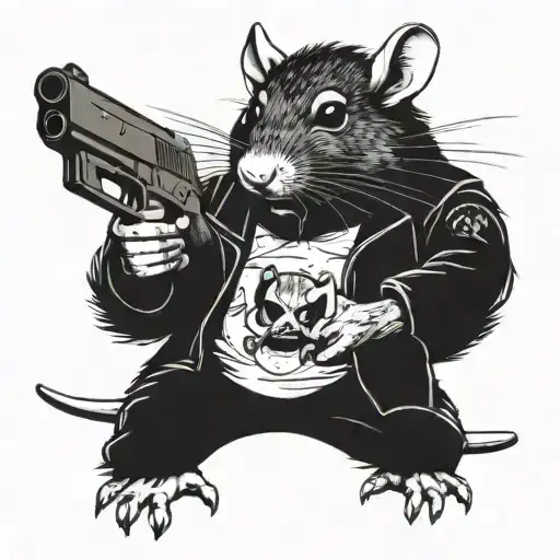 Rat Have Hands Up And The Gun Is Aimed At Him