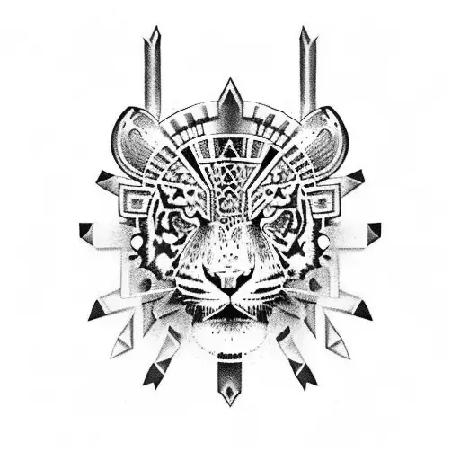 Aztec Warrior With Tiger Headdress