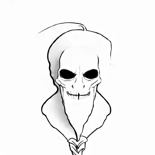 A Black And White Drawing Of A Man Holding Knife In Halloween Mask