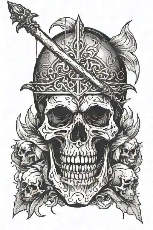 Skull And Spear In Front Of Rundestone