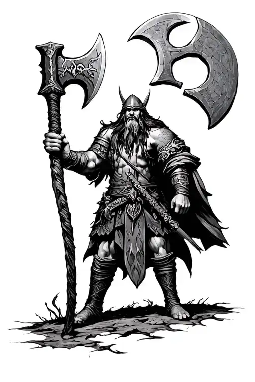 Viking Warrior And Axe Thats Being Held