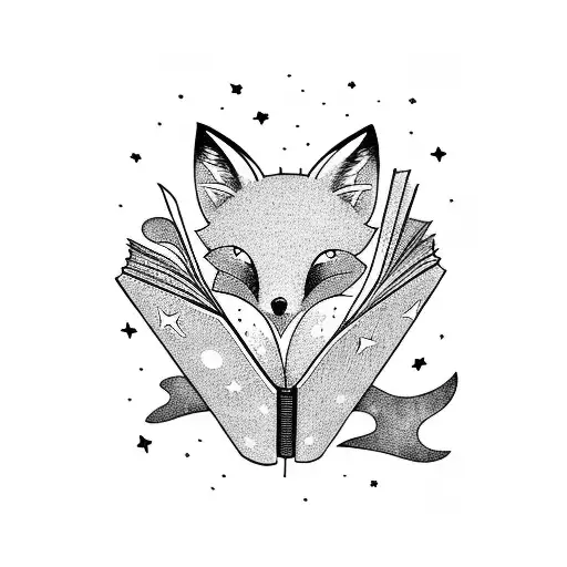 A Fox Reading A Book Under A Starry Sky