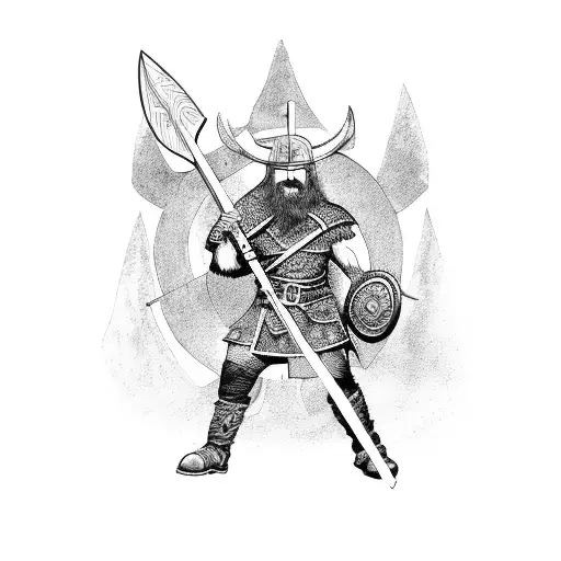 Viking Warrior Wielding A Battle Axe