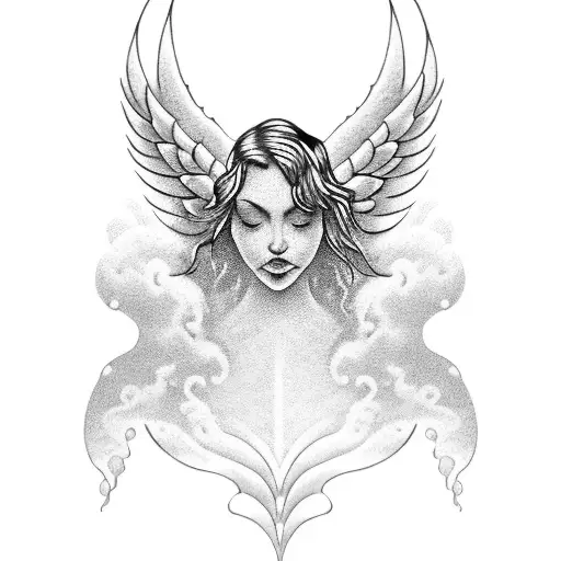 Ocean Waves Forming An Angel Silhouette