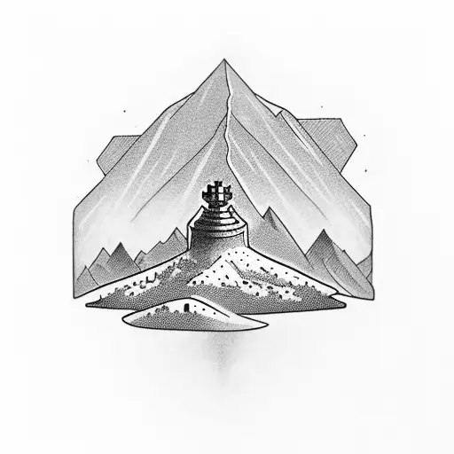Chess Piece With A Mountain Landscape In The Background