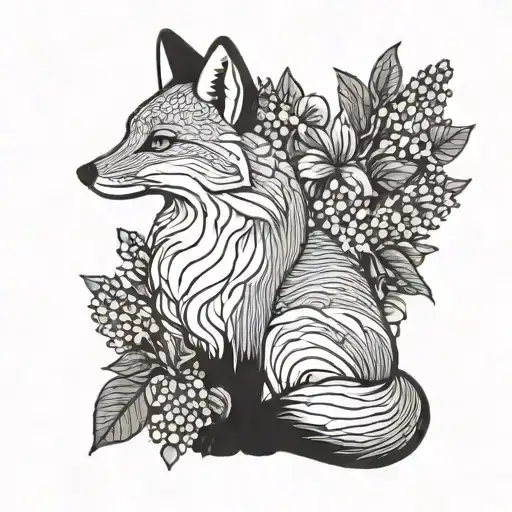 Fox With Lilacs Intertwined