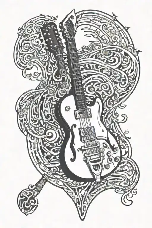 Electric Guitar Combine With Gretsch Logo Incorporated