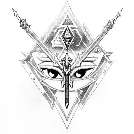 Woman Eyes In The Middle Of A Master Sword From Zelda