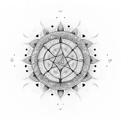 Mandala Inspired By Chakra Symbols In Black And White