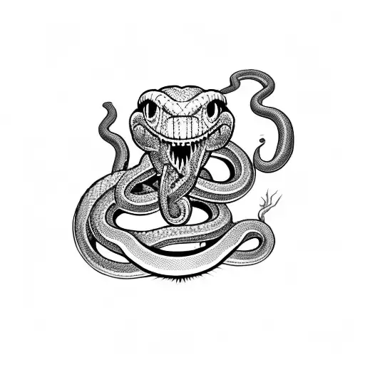 Snake With Eyes And Mouth Sewn Shut