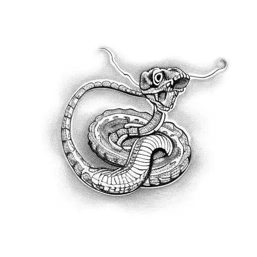 Snake Skeleton With Mushrooms