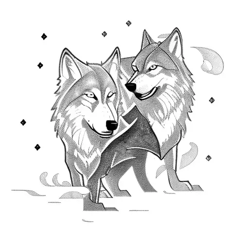 A Dark Fantasy Romance Scene With A Wolf And A Mysterious Book